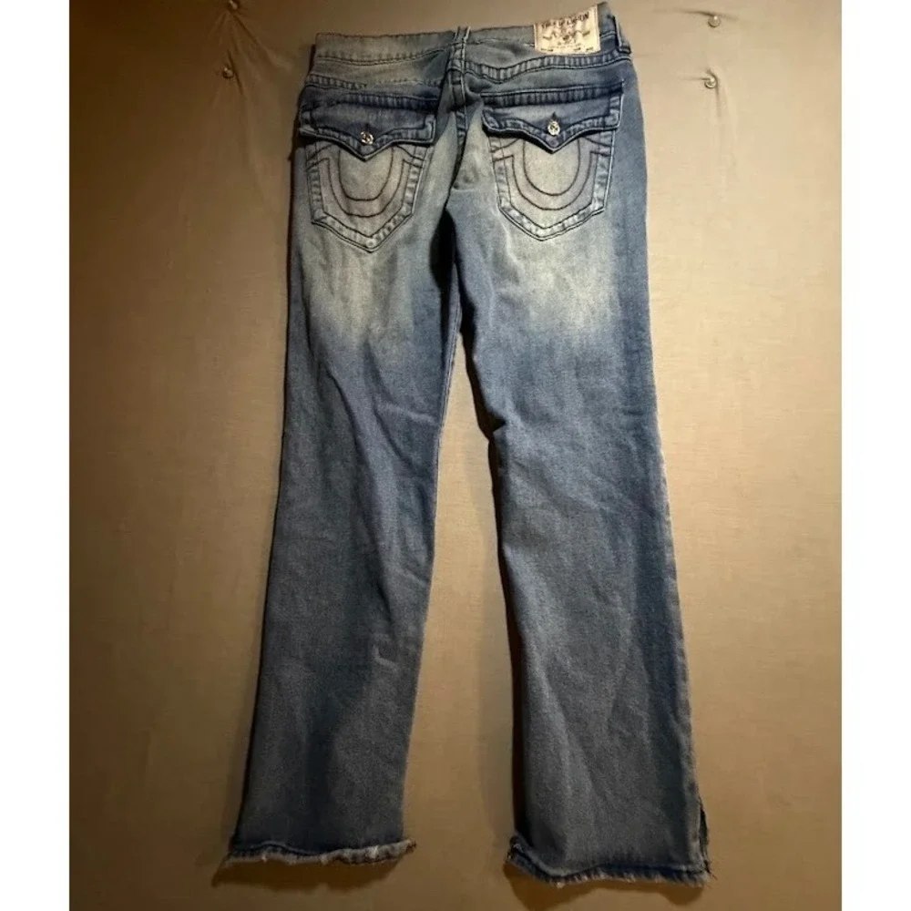 True Religion‎ Geno Jeans Mens 33 Blue Fringe Hem Denim Flap Pocket 33X30.